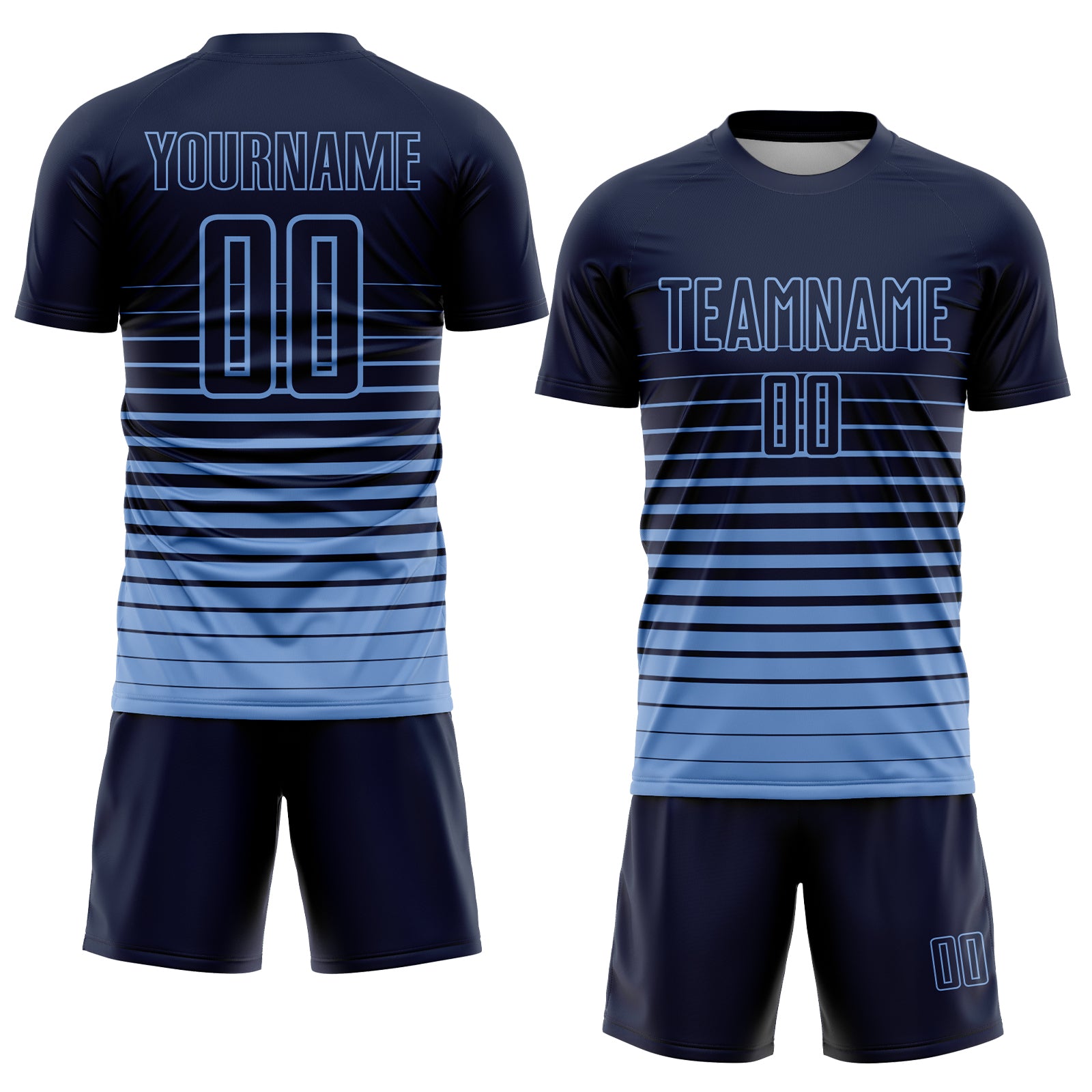 Personalized Navy Light Blue Pinstripe Fade Fashion Sublimation Soccer Uniform Jersey Team Custom Name and Number Custom Name and Number Soccer Jersey - Personalized Navy Light Blue Pinstripe Fade Fashion Sublimation Uniform Personalized - Image 2