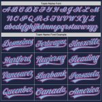 Custom Name and Number Personalized Navy Light Blue Pinstripe Pink Baseball Jersey Personalized Navy Light Blue Pinstripe