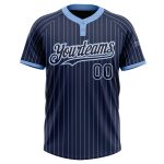 Personalized Unisex Softball Jersey - Navy Light Blue Pinstripe Two-Button Design Personalized Navy Light Blue Pinstripe