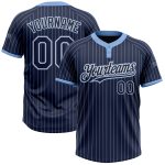 Personalized Unisex Softball Jersey - Navy Light Blue Pinstripe Two-Button Design Personalized Navy Light Blue Pinstripe