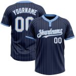 Custom Team Unisex Softball Jersey - Personalized Navy Blue Pinstripe with Name & Number - Two-Button Design Personalized