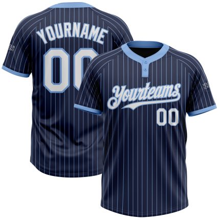 Custom Team Unisex Softball Jersey - Personalized Navy Blue Pinstripe with Name & Number - Two-Button Design Personalized