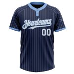 Custom Team Unisex Softball Jersey - Personalized Navy Blue Pinstripe with Name & Number - Two-Button Design Personalized