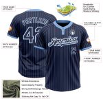 Personalized Unisex Softball Jersey - Navy Light Blue Pinstripe Two-Button Design Personalized Navy Light Blue Pinstripe