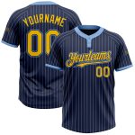 Custom Unisex Softball Jersey with Name and Number - Navy Light Blue Pinstripe Two-Button, Personalized Team Apparel Personalized
