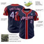 Custom Name and Number Personalized Baseball Jersey in Navy Light Blue Red - Authentic Team Jersey Personalized Navy Light