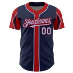 Custom Name and Number Personalized Baseball Jersey in Navy Light Blue Red - Authentic Team Jersey Personalized Navy Light