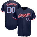 Custom Team Baseball Jersey - Personalized Navy Light Blue and Red with Name & Number Personalized Navy Light Blue-Red Authentic