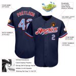 Custom Team Baseball Jersey - Personalized Navy Light Blue and Red with Name & Number Personalized Navy Light Blue-Red Authentic