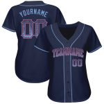 Custom Name Number Personalized Baseball Jersey - Authentic Drift Navy Light Blue Red Personalized Navy Light Blue-Red Authentic