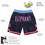 Custom Name Number Authentic Throwback Basketball Shorts - Personalized Navy Light Blue Red Team Apparel Personalized Navy
