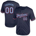 Custom Name and Number Personalized Navy Light Blue-Red Baseball Jersey - Authentic Throwback Mesh Team Jersey Personalized