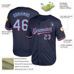 Custom Name and Number Personalized Navy Light Blue-Red Baseball Jersey - Authentic Throwback Mesh Team Jersey Personalized