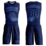 Custom Name & Number Basketball Jersey - Personalized Navy Light Blue Round Neck Sublimation Suit Personalized Navy Light