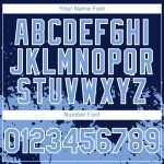 Custom Team Name and Number Baseball Jersey - Personalized Navy Blue and White 3D Abstract Splash Grunge Art Design Personalized