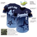 Personalized 3D Twinkle Star Baseball Jersey - Custom Name & Number - Navy Light Blue-White Gradient Design Personalized