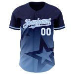 Personalized 3D Twinkle Star Baseball Jersey - Custom Name & Number - Navy Light Blue-White Gradient Design Personalized