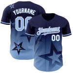 Personalized 3D Twinkle Star Baseball Jersey - Custom Name & Number - Navy Light Blue-White Gradient Design Personalized