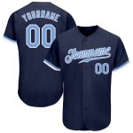 Custom Name Number Authentic Baseball Jersey - Personalized Navy Light Blue White Team Jersey Personalized Navy Light Blue-White