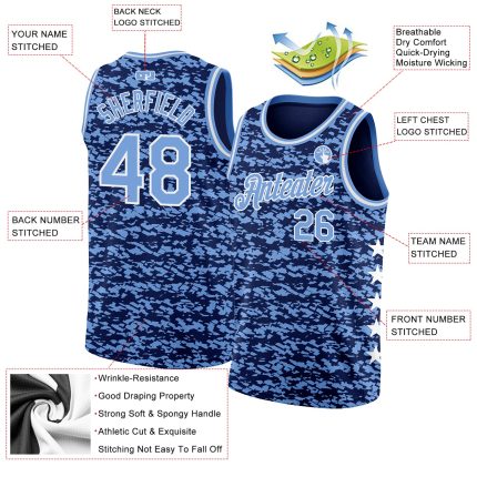 Custom Name and Number Authentic City Edition Basketball Jersey - Personalized Navy Light Blue-White Team Jersey Personalized