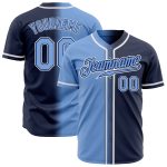 Custom Name and Number Navy Blue and White Gradient Fashion Baseball Jersey - Personalized Team Apparel Personalized Navy