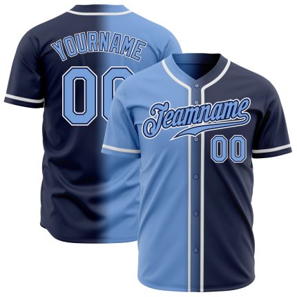 Custom Name and Number Navy Blue and White Gradient Fashion Baseball Jersey - Personalized Team Apparel Personalized Navy