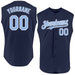 Custom Navy Light Blue White Baseball Jersey with Personalized Name & Number - Authentic Sleeveless Design Personalized Navy