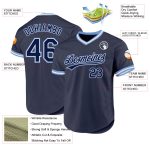 Custom Name Number Throwback Baseball Jersey - Personalized Navy Light Blue White Design Personalized Navy Light Blue-White