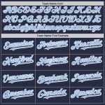Personalized Light Blue White Navy Baseball Jersey Authentic Throwback Mesh Personalized Navy Light Blue-White Mesh Authentic