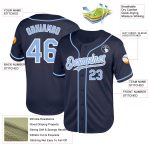 Personalized Light Blue White Navy Baseball Jersey Authentic Throwback Mesh Personalized Navy Light Blue-White Mesh Authentic