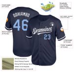 Custom Name and Number Personalized Navy Blue White Mesh Baseball Jersey - Authentic Throwback Team Gear Personalized Navy
