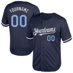 Custom Name and Number Personalized Navy Blue White Mesh Baseball Jersey - Authentic Throwback Team Gear Personalized Navy
