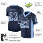Custom Name Number Football Jersey - Personalized Navy Light Blue White Mesh Drift Design Personalized Navy Light Blue-White