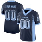 Custom Name Number Football Jersey - Personalized Navy Light Blue White Mesh Drift Design Personalized Navy Light Blue-White