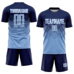 Custom Name Number Soccer Jersey Personalized Navy Light Blue Sublimation Team Uniform Personalized Navy Light Blue-White