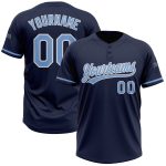 Personalized Unisex Softball Jersey - Navy Light Blue-White Two-Button Design Personalized Navy Light Blue-White Two-Button