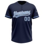 Personalized Unisex Softball Jersey - Navy Light Blue-White Two-Button Design Personalized Navy Light Blue-White Two-Button