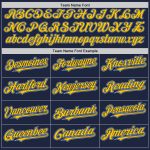 Custom Team Baseball Jersey with Name and Number - Personalized Navy Light Blue Yellow Authentic Raglan Sleeves Personalized
