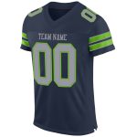 Customizable Navy Gray Neon Green Mesh Football Jersey with Team Name and Number Personalized Navy Light Gray-Neon Green