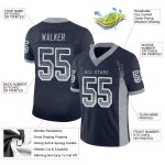 Personalized Team Football Jersey with Custom Name and Number - Navy Light Gray White Mesh Drift Style Personalized Navy