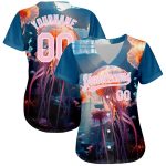 Personalized Jellyfish Ocean Baseball Jersey - Custom Name & Number, 3D Navy Light Pink-White Design Personalized Navy Light