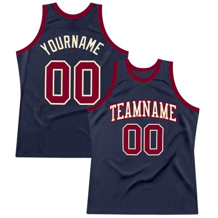 Custom Name Number Throwback Basketball Jersey - Personalized Authentic Navy Maroon Cream Team Jersey Personalized Navy Maroon-Cream