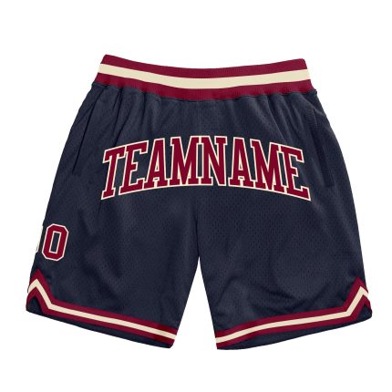 Custom Team Name Number Authentic Throwback Basketball Shorts Navy Maroon Cream Personalize Your Style Personalized Navy