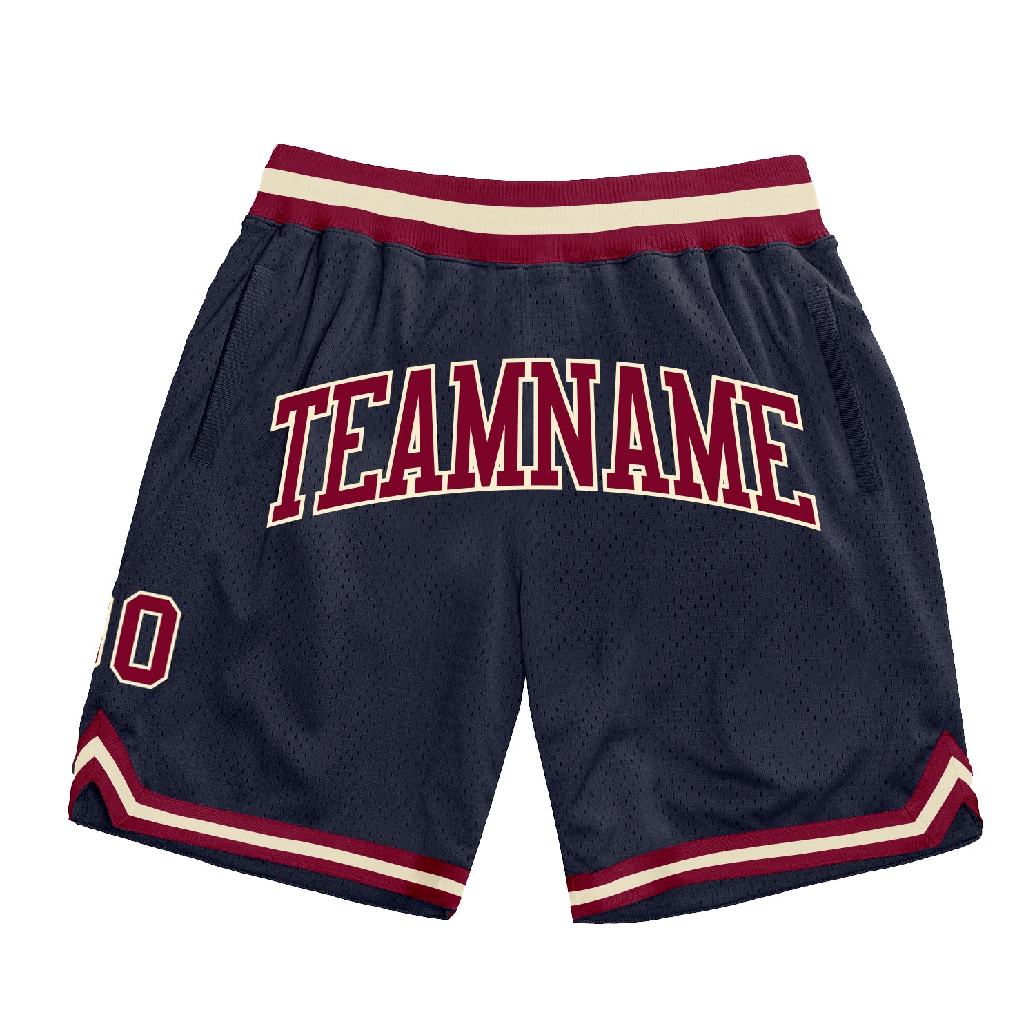 Custom Team Name Number Authentic Throwback Basketball Shorts Navy Maroon Cream Personalize Your Style Personalized Navy
