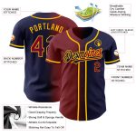Custom Name Number Baseball Jersey - Personalized Gradient Design in Navy Maroon Gold - Authentic Team Apparel Personalized