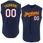 Custom Name Number Baseball Jersey - Personalized Navy Maroon Gold Sleeveless Authentic Team Apparel Personalized Navy Maroon-Gold