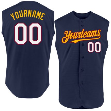 Custom Name Number Baseball Jersey - Personalized Navy Maroon Gold Sleeveless Authentic Team Apparel Personalized Navy Maroon-Gold