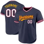 Personalized Custom Name & Number Throwback Baseball Jersey - Navy Maroon-Gold Authentic Team Jersey Personalized Navy Maroon-Gold