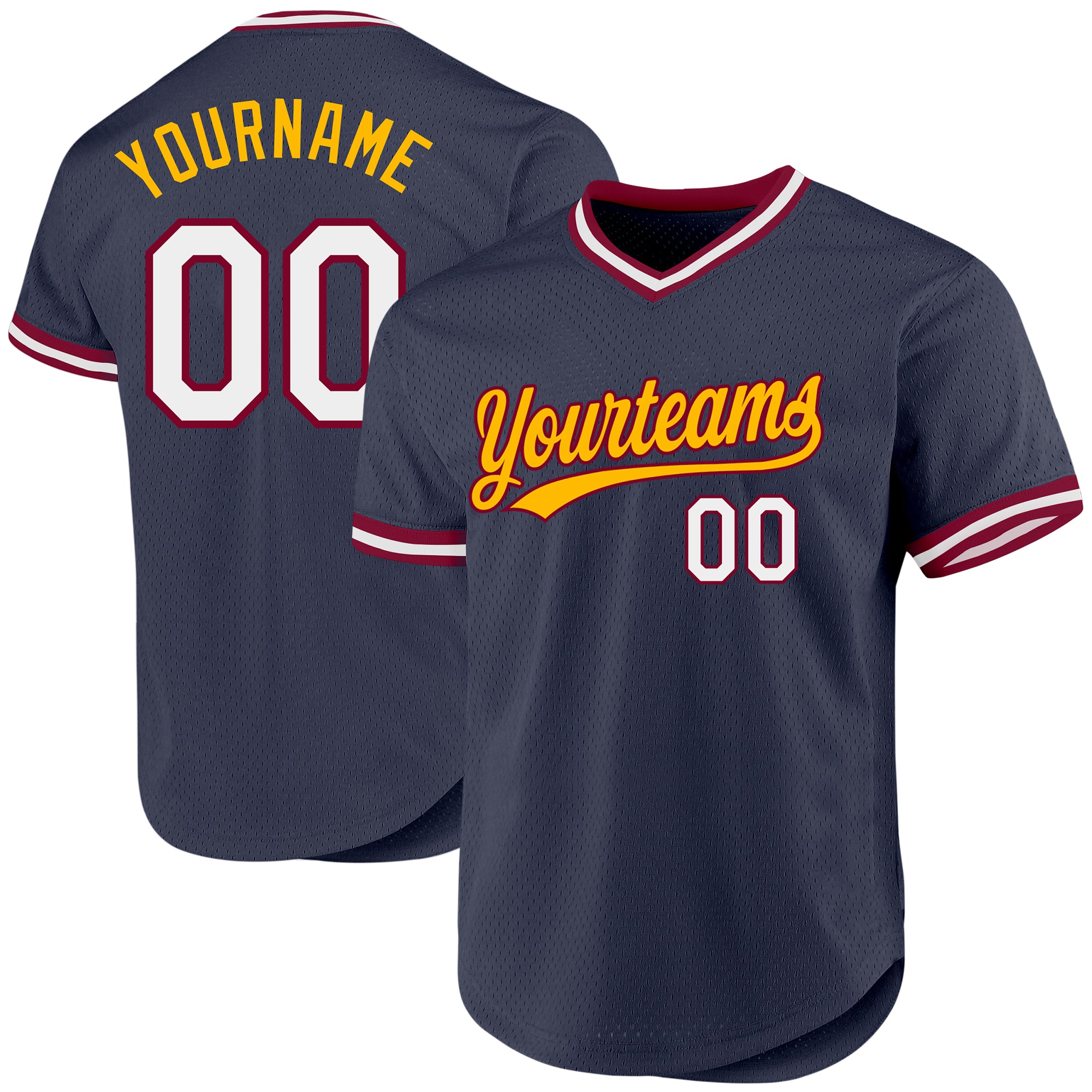 Personalized Custom Name & Number Throwback Baseball Jersey - Navy Maroon-Gold Authentic Team Jersey Personalized Navy Maroon-Gold