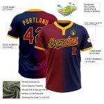 Custom Name Number Softball Jersey Unisex Fashion Two-Button Navy Maroon Gold Gradient - Personalized Team Apparel Personalized